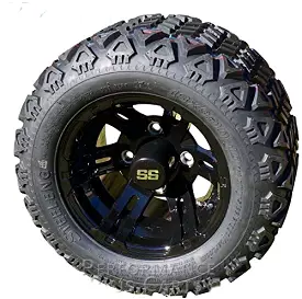 10 Black Golf Cart Wheels with 18 All Terrain Tires - Set of 4 - NO Lift KIT Required