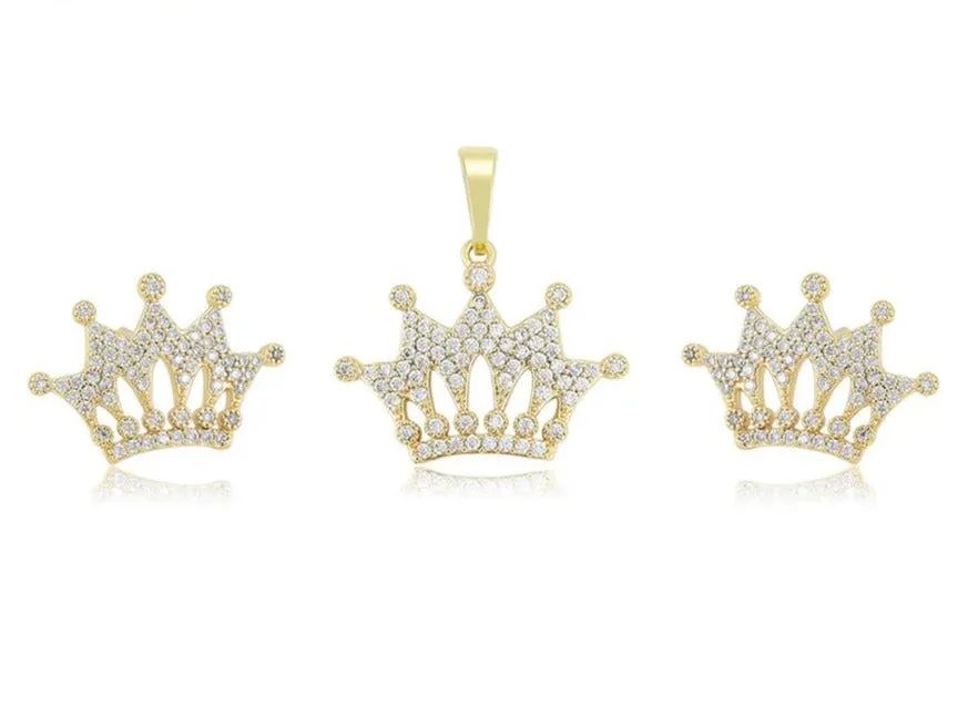 14K Gold Filled Crown Necklace Set