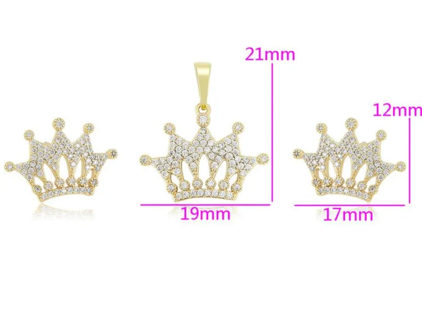 14K Gold Filled Crown Necklace Set