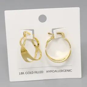 18K Gold Filled Textured Hoop Earrings