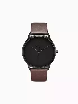 Aalto Watch with Black Dial | Brown Vegan Leather Strap