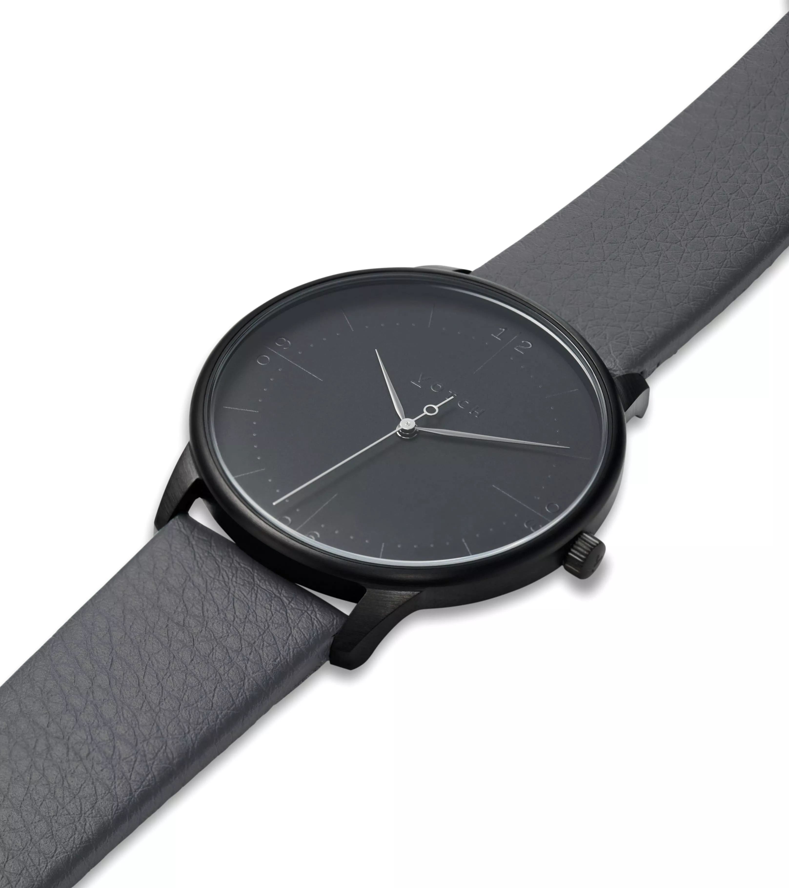 Aalto Watch with Black Dial | Slate Grey Vegan Leather Strap