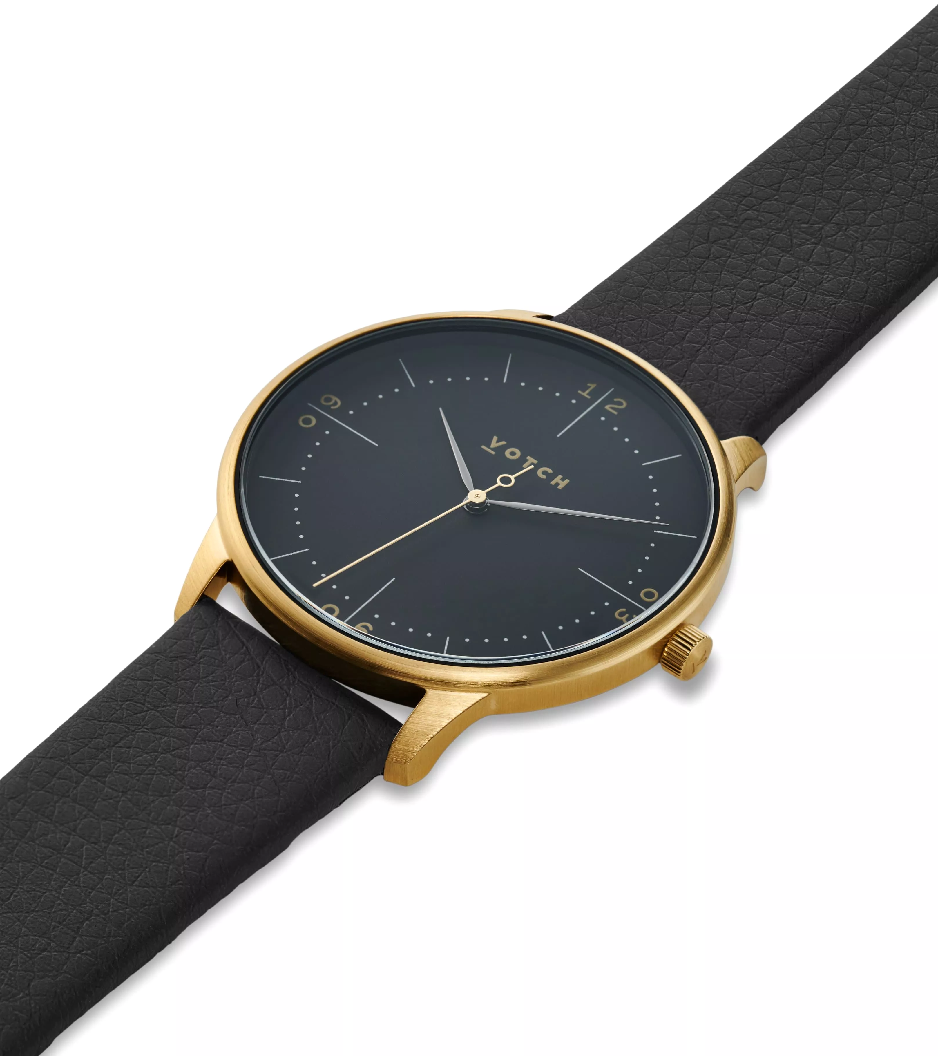 Aalto Watch with Gold & Black Dial | Black Vegan Leather Strap