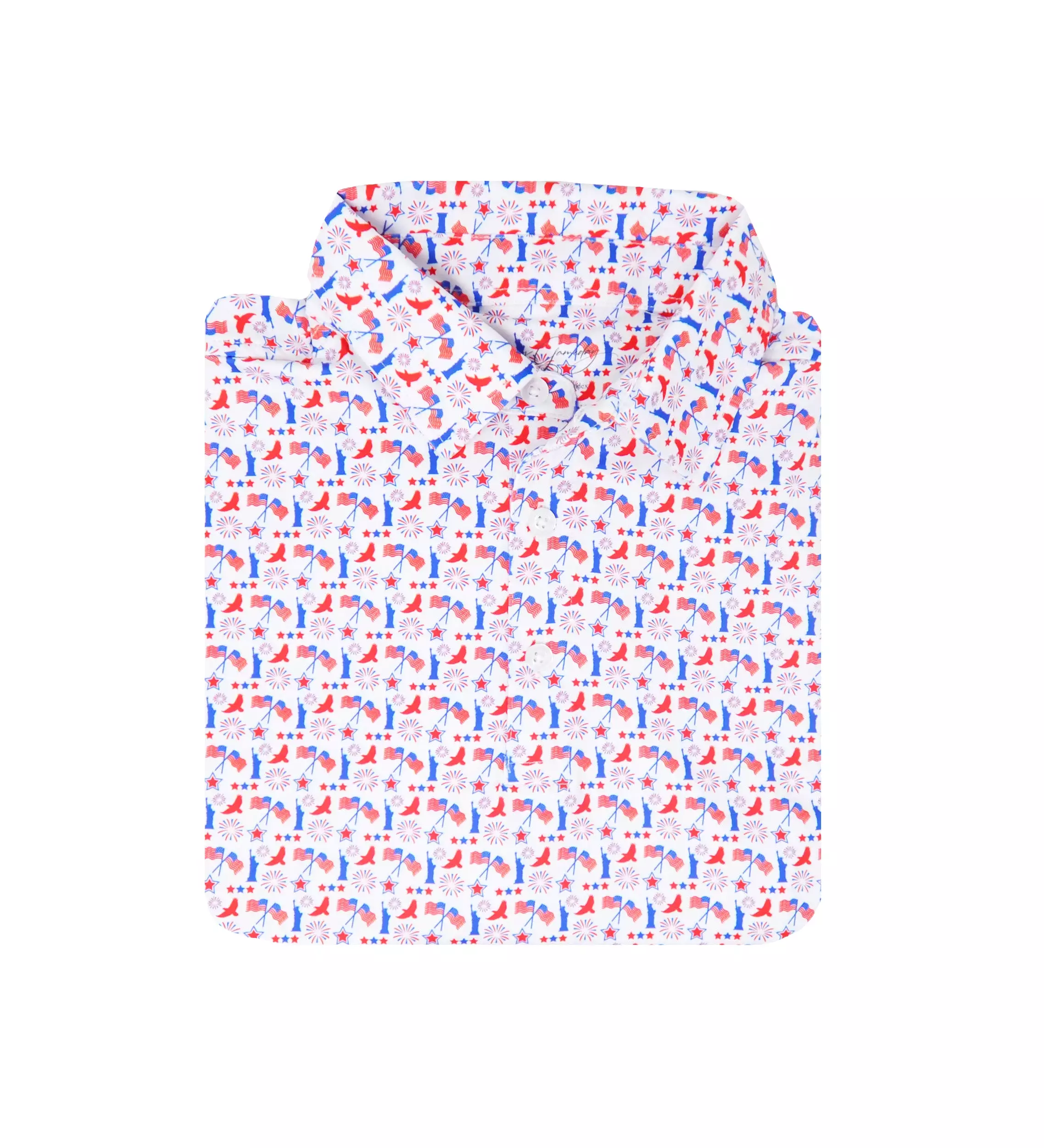 Albatross Youth Polo - White w/ Americana Print