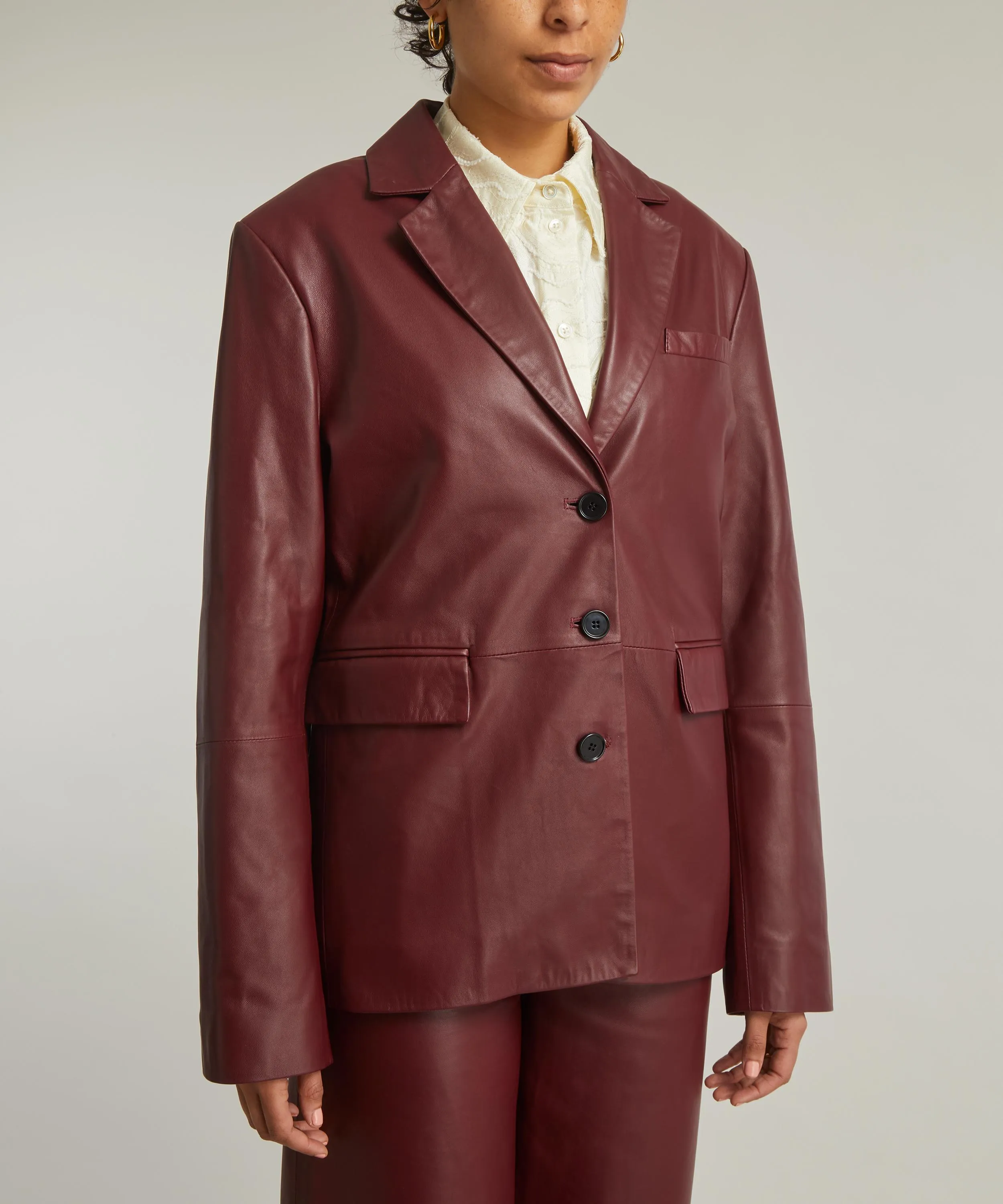 Aldo Burgundy Plongé Leather Blazer