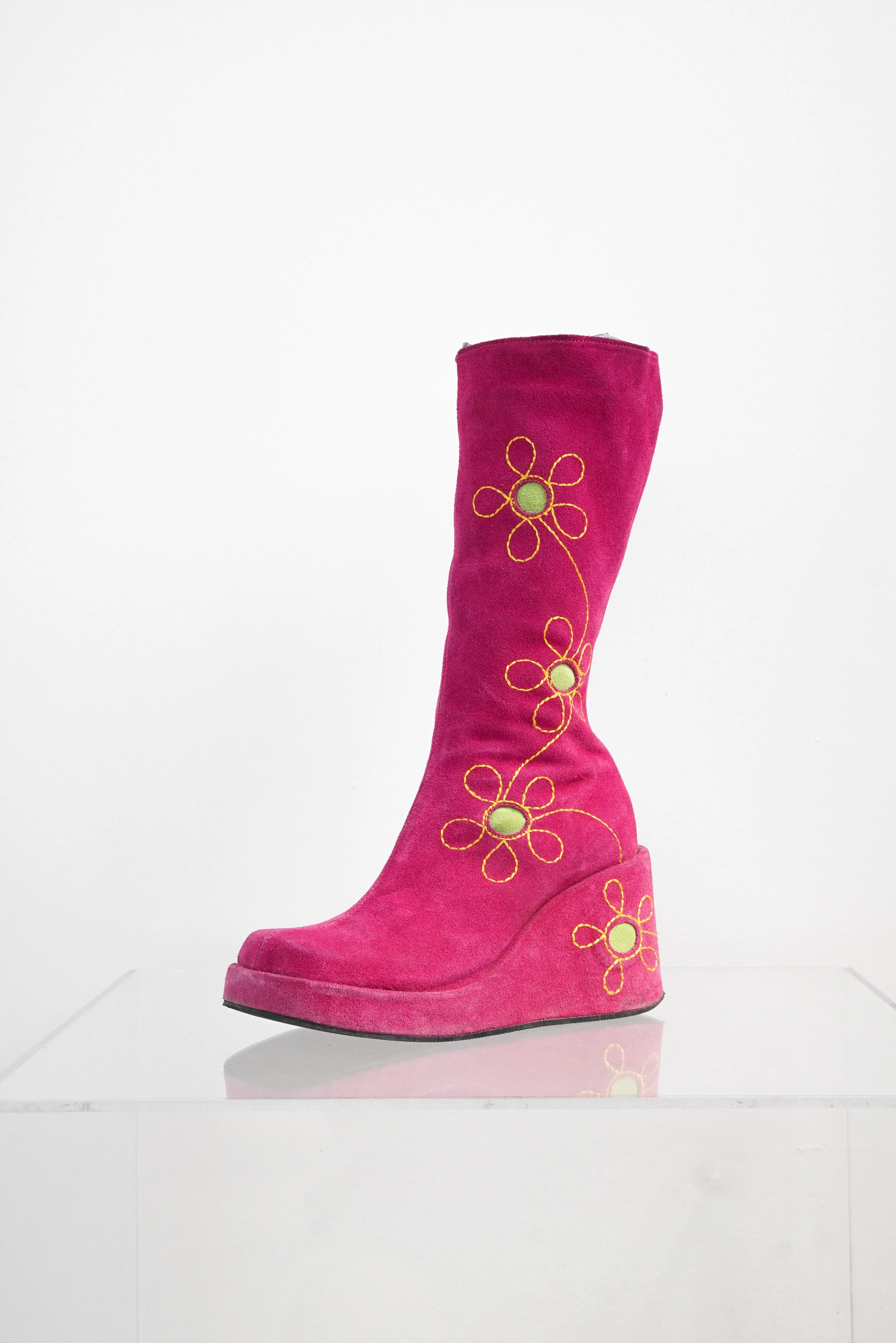 Aldo vintage bottes 70s look en suède rose taille 9.5