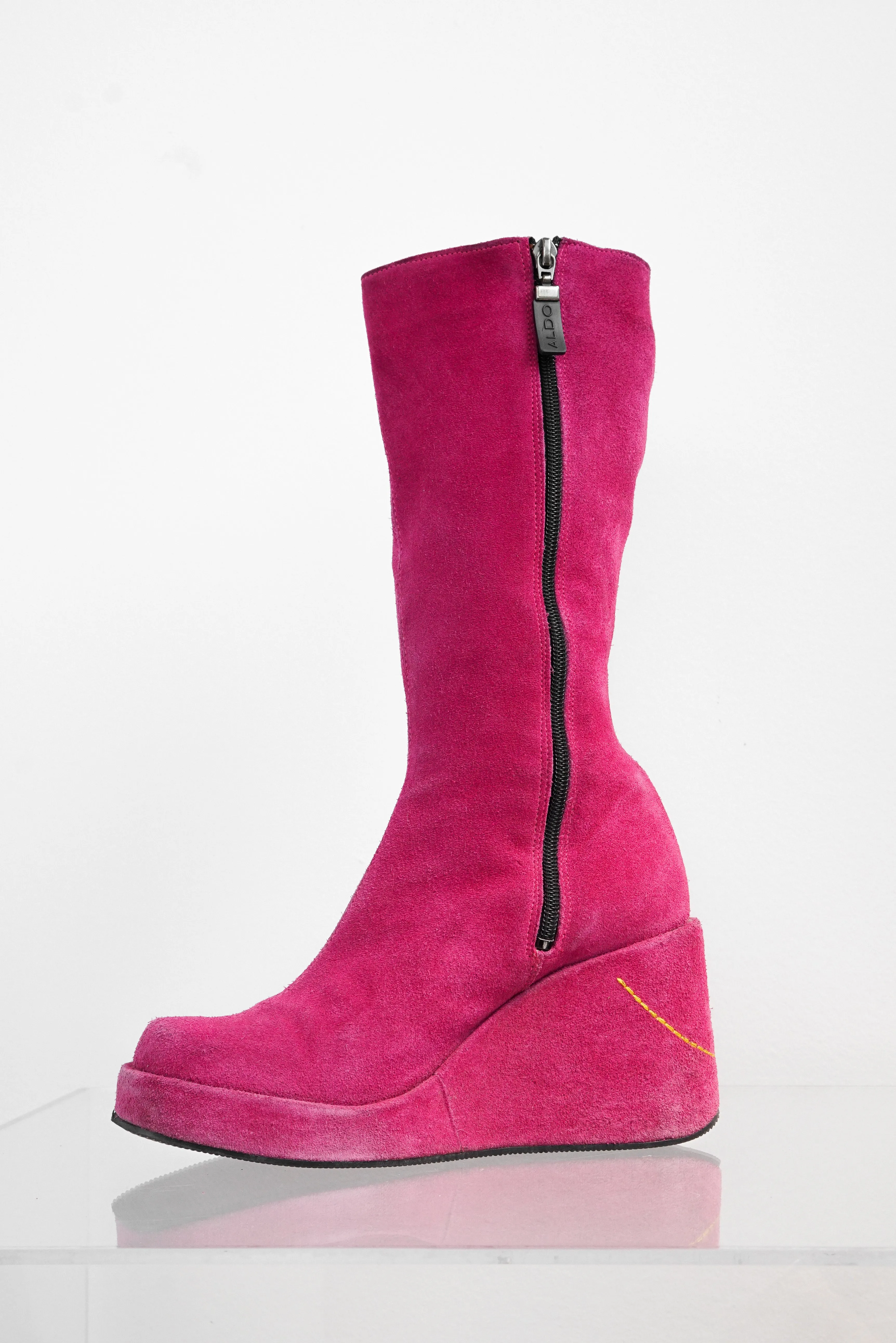 Aldo vintage bottes 70s look en suède rose taille 9.5