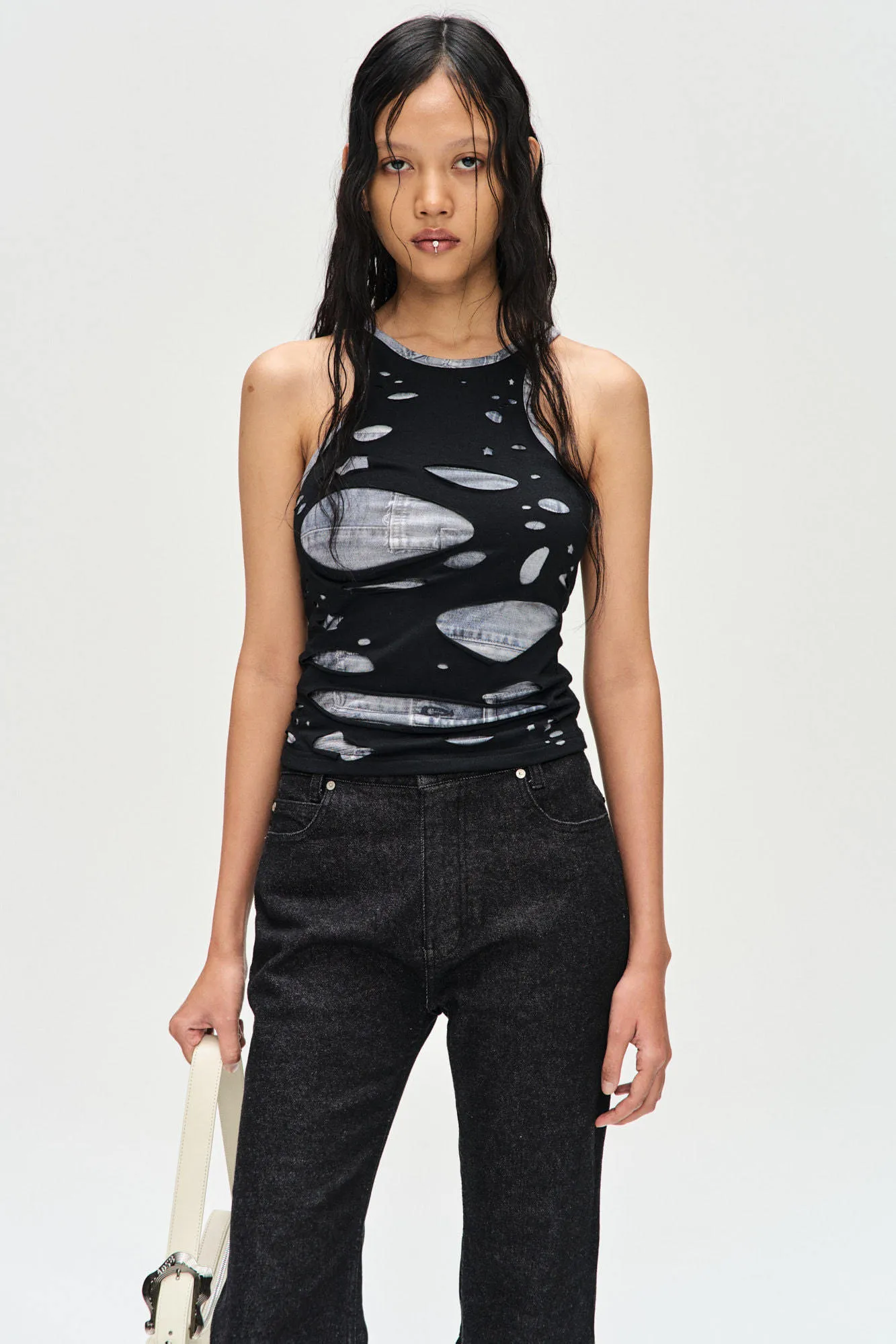 ANDERSSON BELL  |Crew Neck Sleeveless Street Style Cotton Tanks & Camisoles