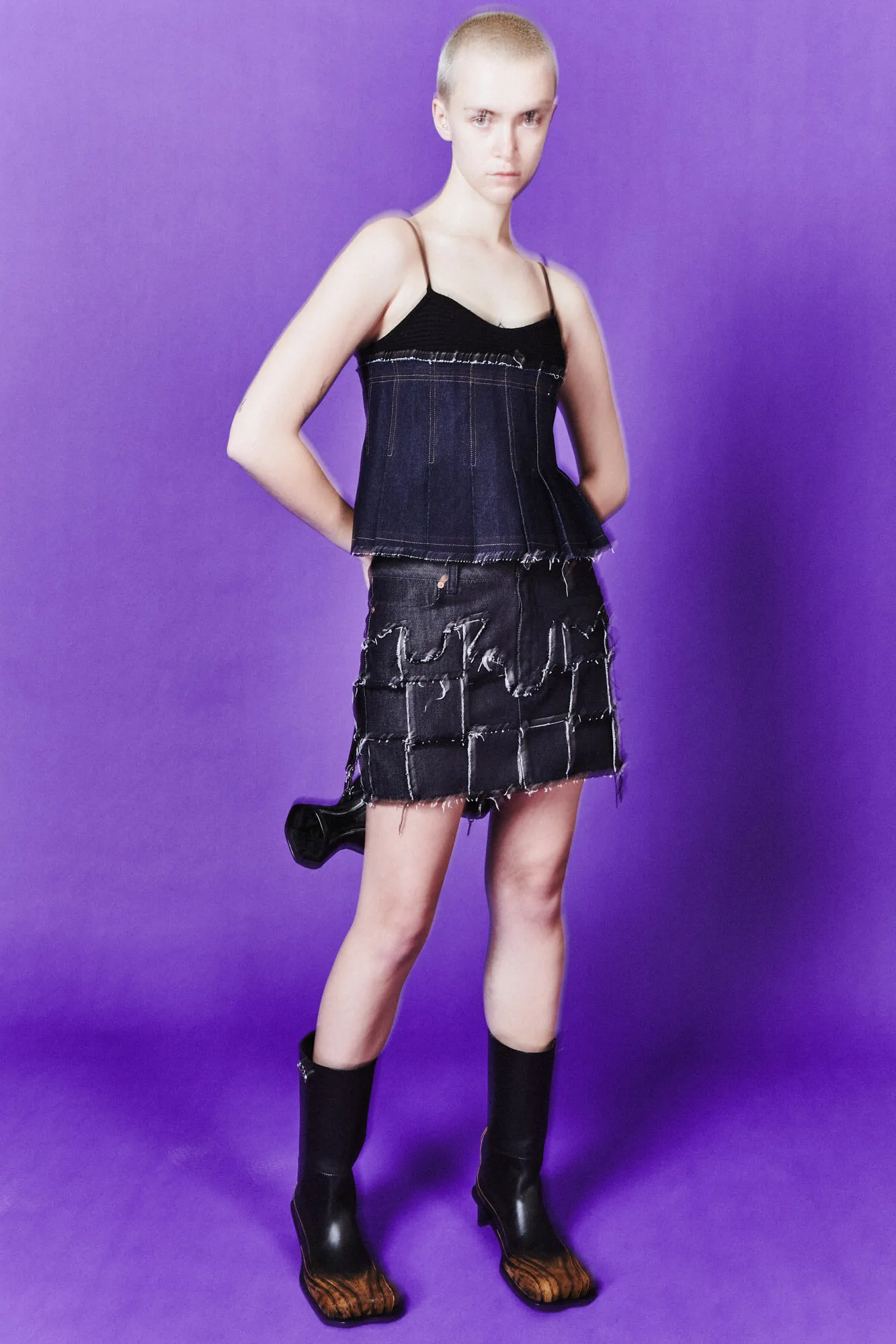 ANDERSSON BELL  |Denim Nylon Sleeveless Street Style Cotton Tanks & Camisoles