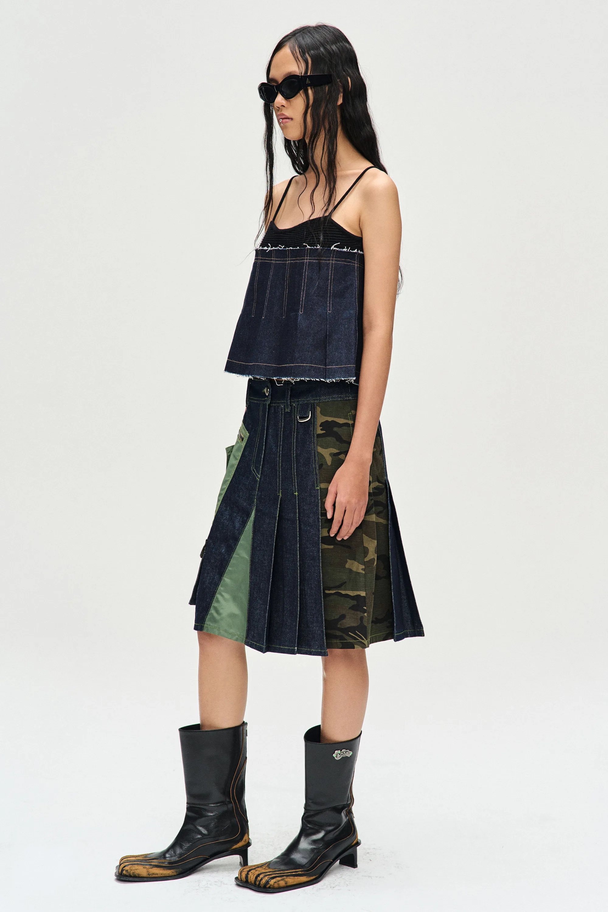 ANDERSSON BELL  |Denim Nylon Sleeveless Street Style Cotton Tanks & Camisoles