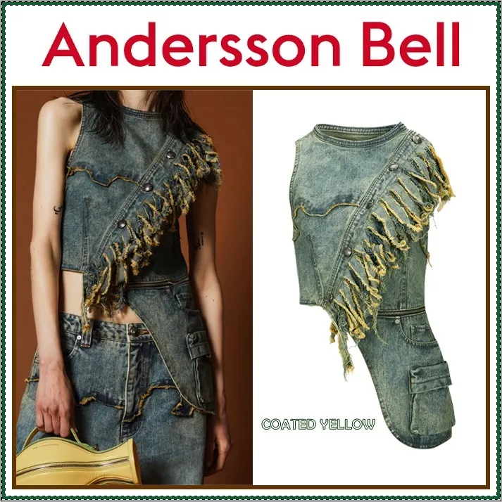 ANDERSSON BELL  |Sleeveless Street Style Plain Cotton Logo Tanks & Camisoles