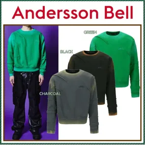 ANDERSSON BELL  |Street Style Long Sleeves Plain Cotton Logo Sweatshirts