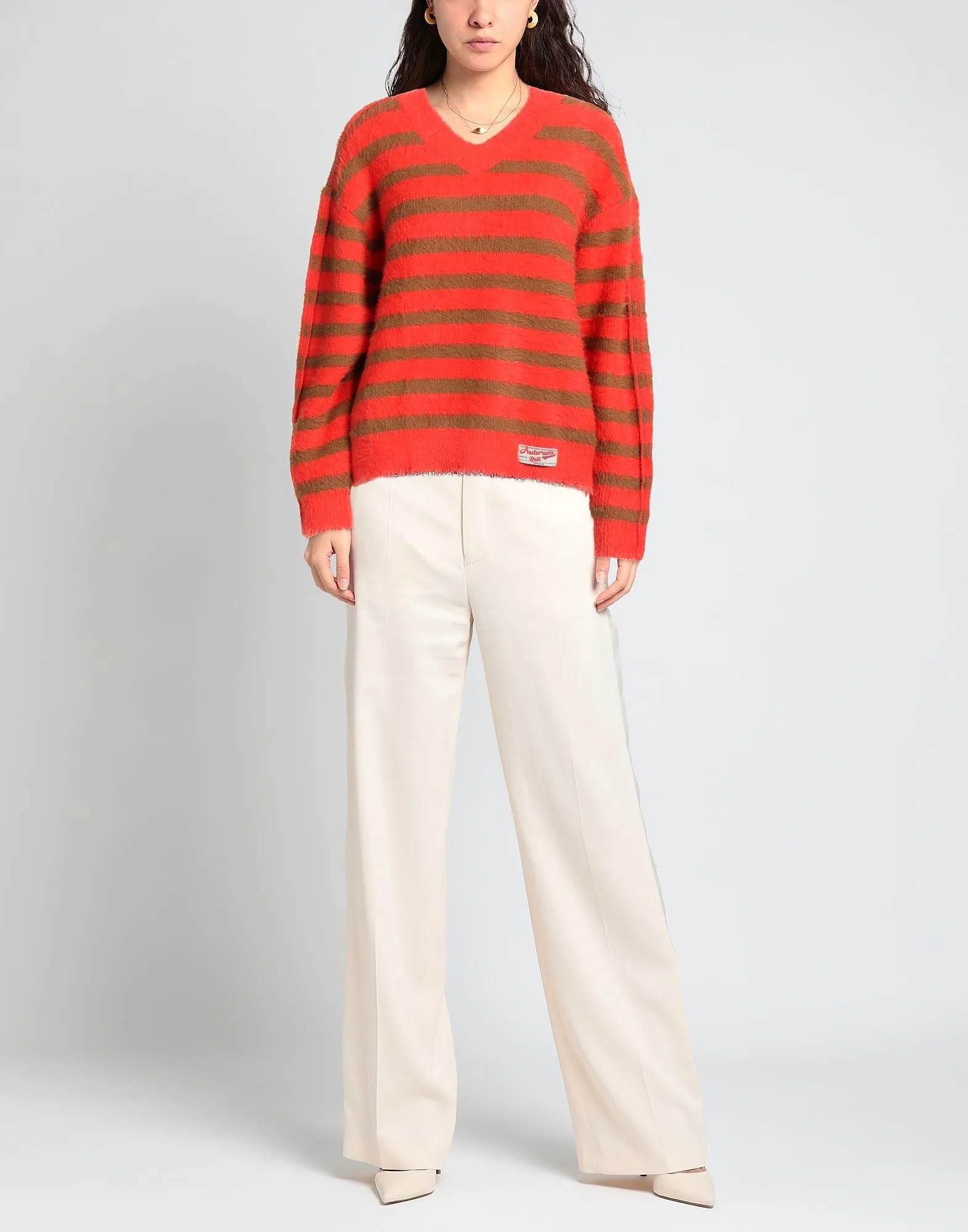 ANDERSSON BELL  |Stripes Casual Style Nylon Street Style V-Neck Bi-color