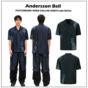 ANDERSSON BELL  |Unisex Denim Street Style Bi-color Short Sleeves Co-ord