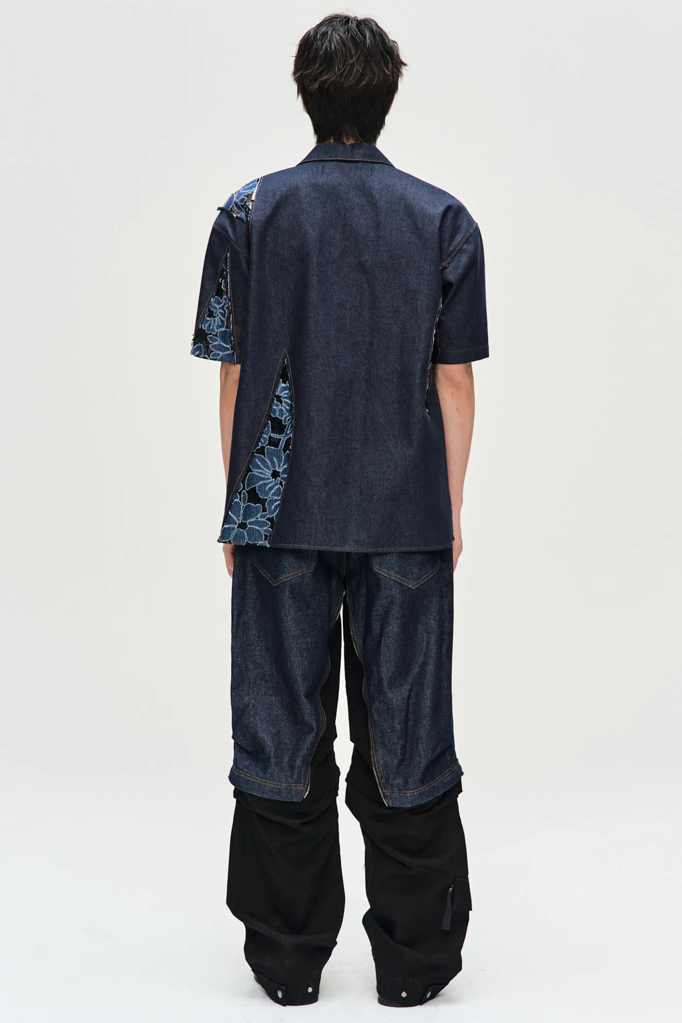 ANDERSSON BELL  |Unisex Denim Street Style Bi-color Short Sleeves Co-ord