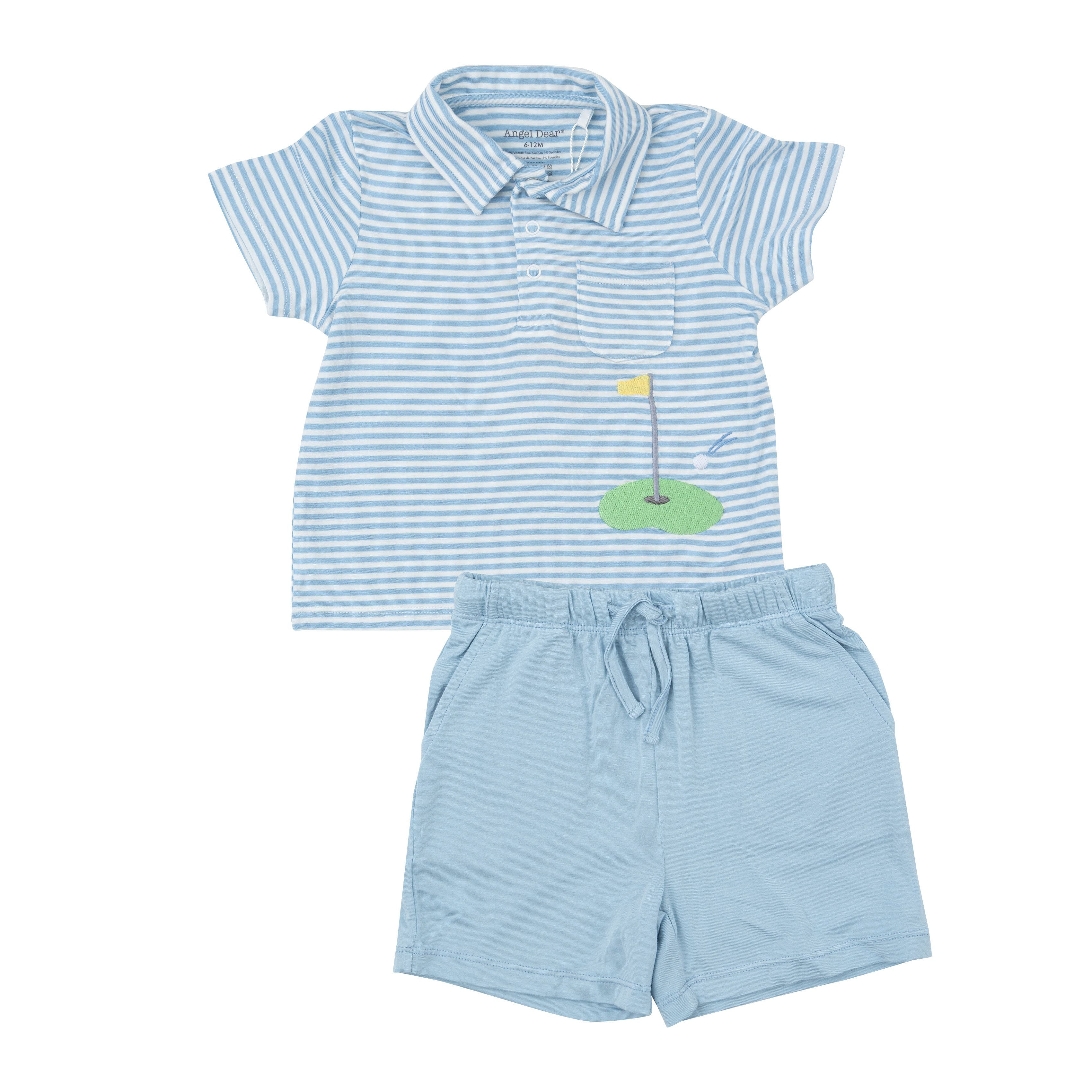 Angel Dear - Dream Blue Stripe Golf Polo Shirt & Short Set