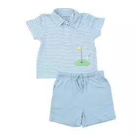 Angel Dear - Dream Blue Stripe Golf Polo Shirt & Short Set