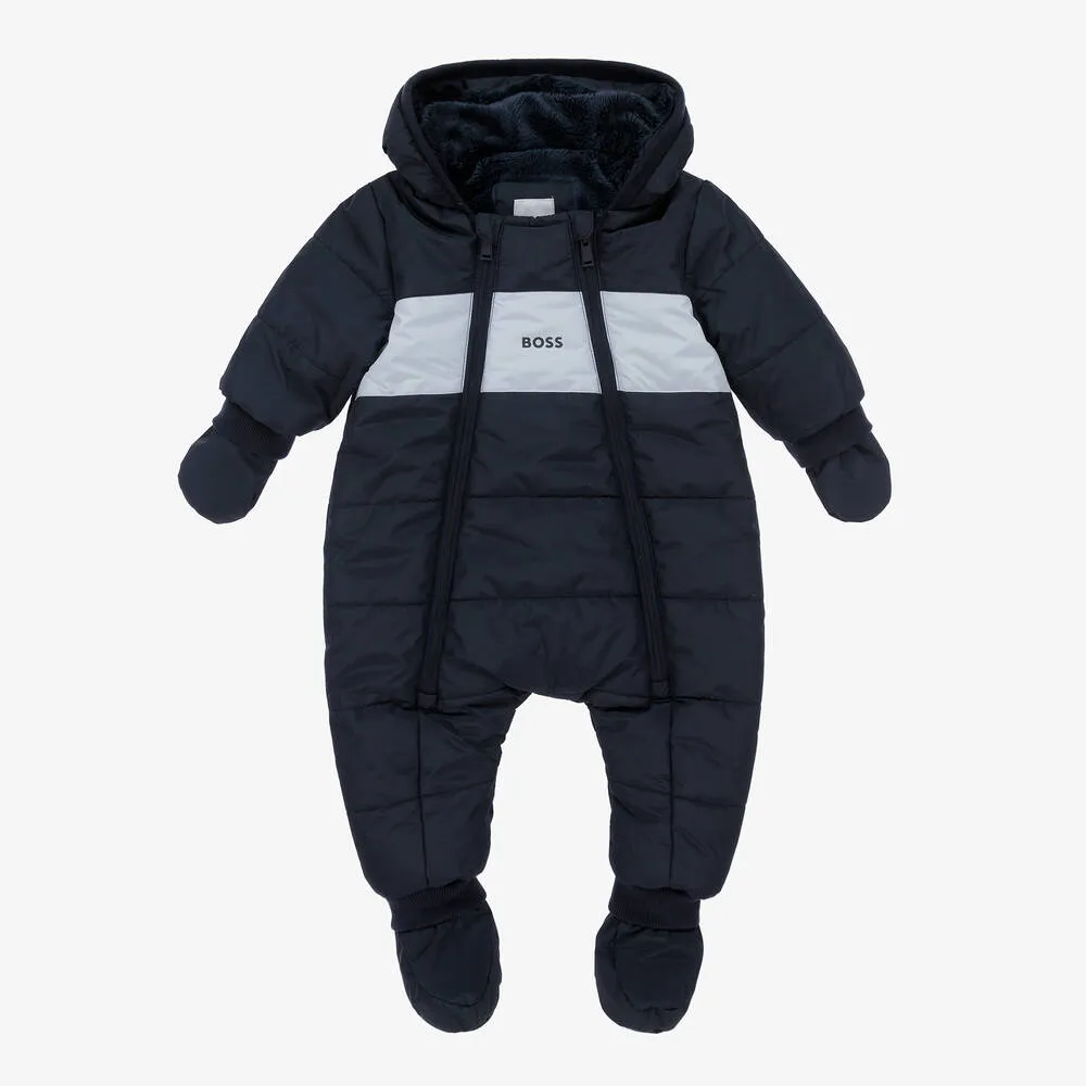 Baby Boys Blue Logo Snowsuit