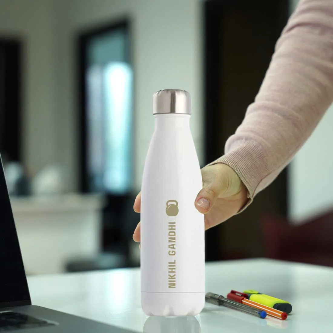 Customized Cola Shape Thermos Water Bottle Stainless Steel With Your Name - 500ml