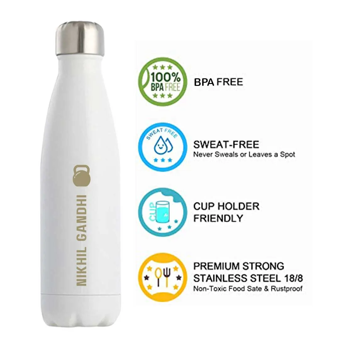 Customized Cola Shape Thermos Water Bottle Stainless Steel With Your Name - 500ml