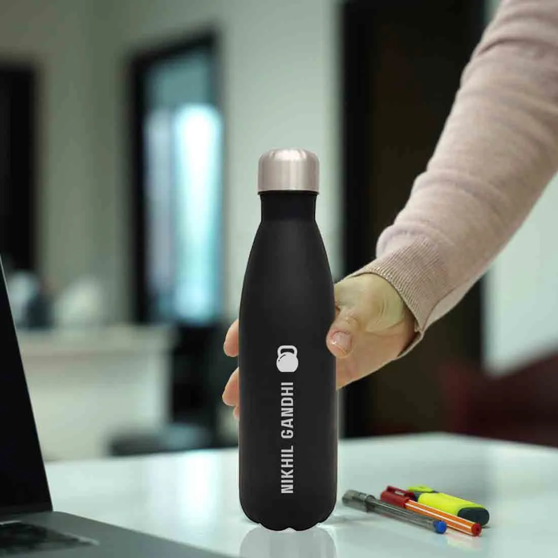 Customized Cola Shape Thermos Water Bottle Stainless Steel With Your Name - 500ml