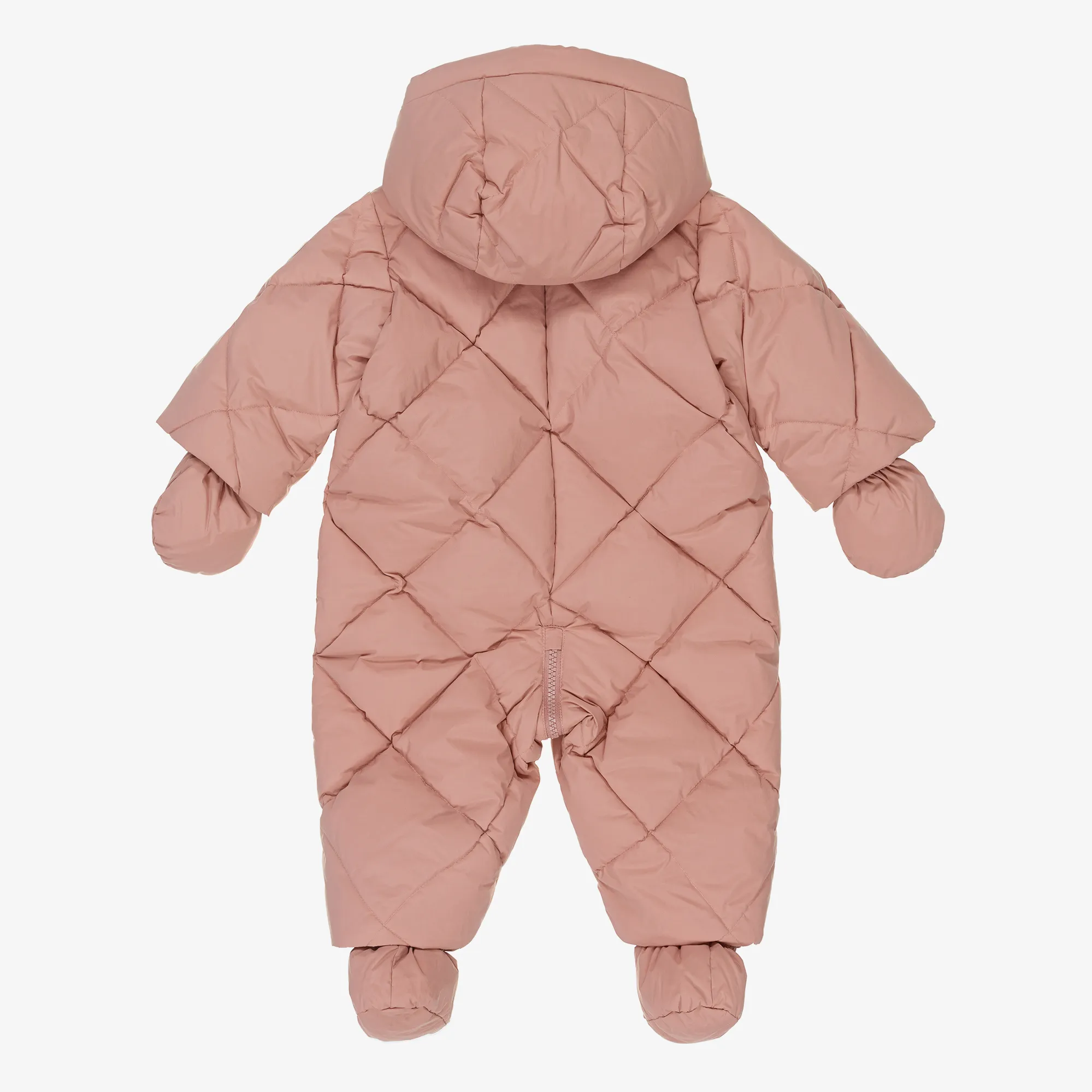 Girls Pink Down Padded Snowsuit