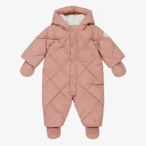 Girls Pink Down Padded Snowsuit