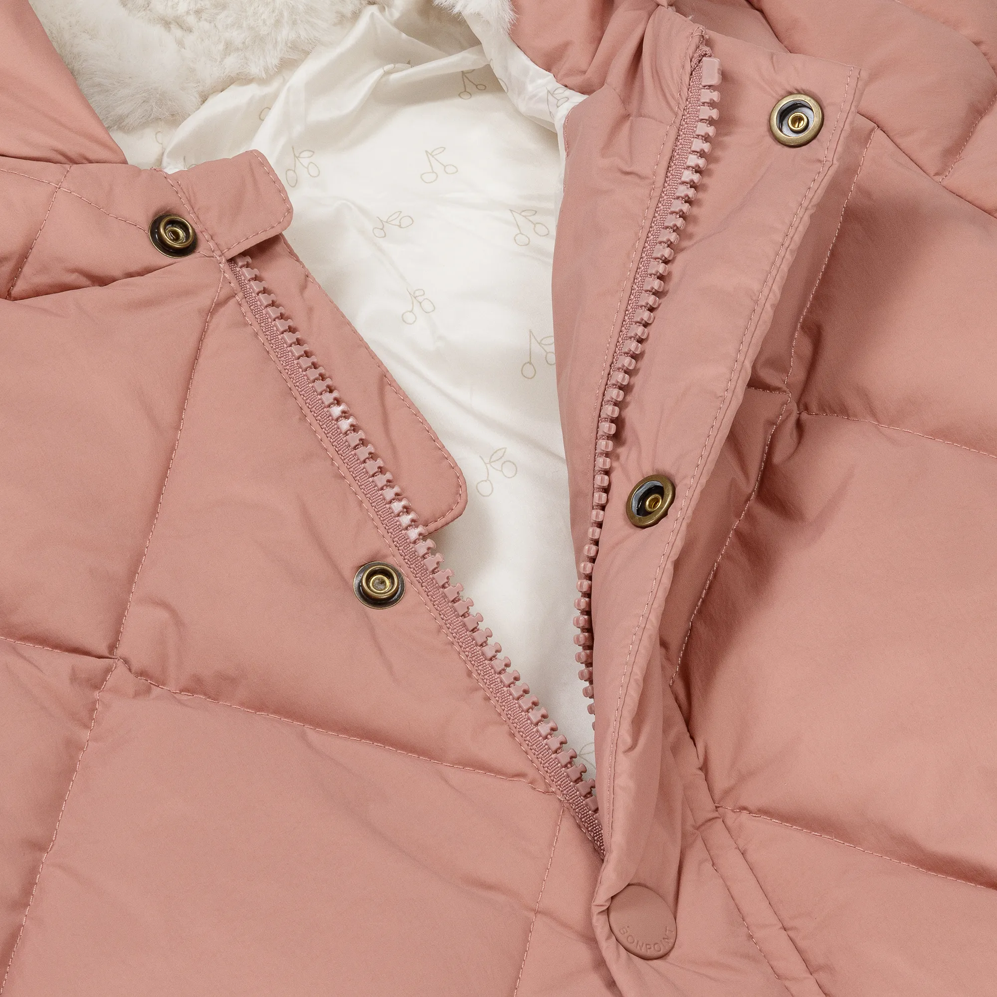 Girls Pink Down Padded Snowsuit