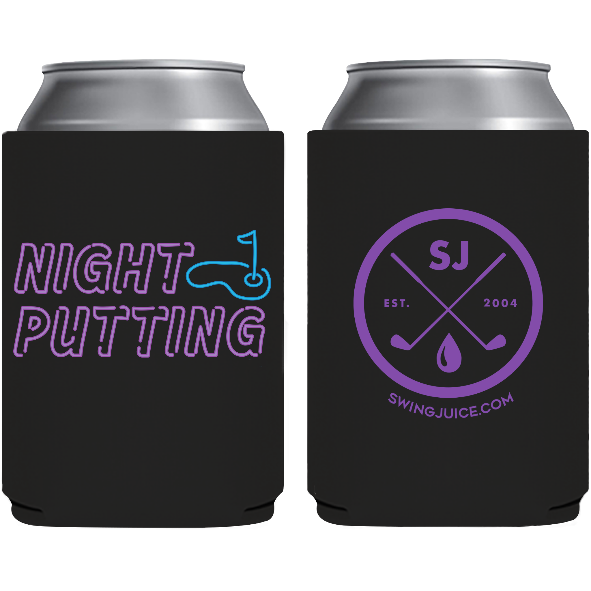 Golf Night Putting Koozie Purple O/S