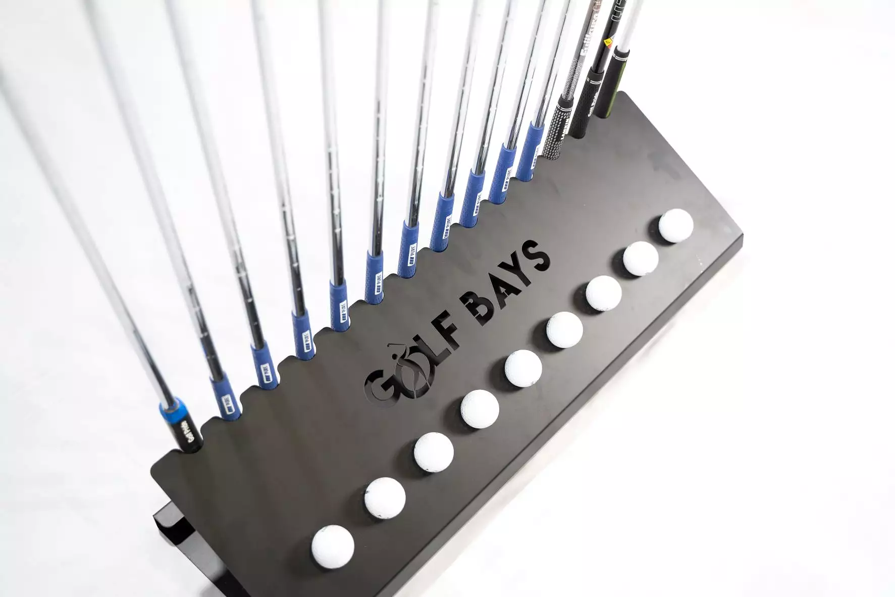 GolfBays Club Display Rack, Holds 14 Clubs & 9 Golf Balls , Indoor Golf Storage Organiser