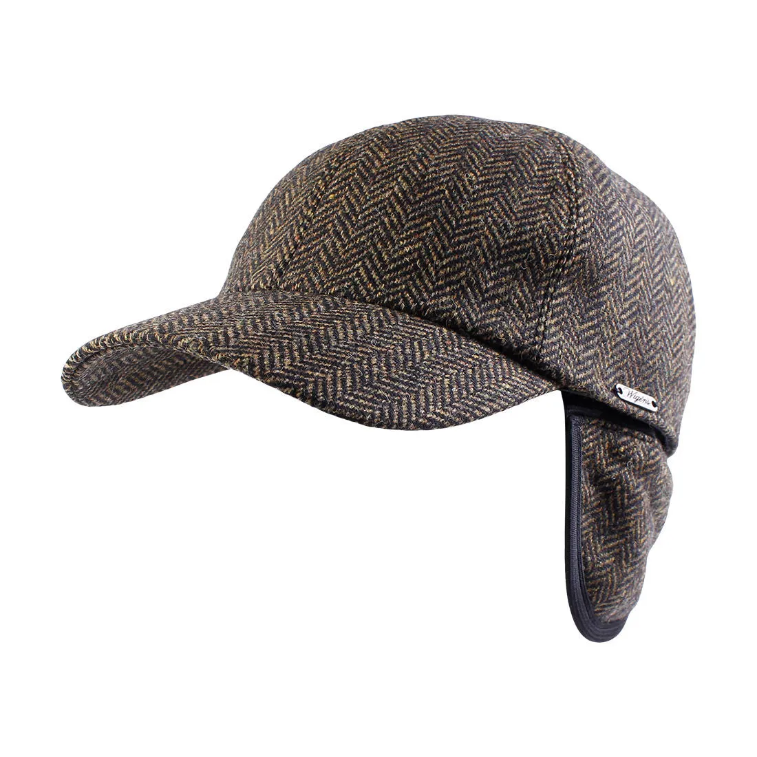 Herringbone Shetland Wool Baseball Cap with Earflaps (Choice of Colors) by Wigens