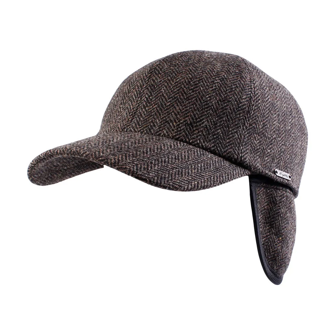 Herringbone Shetland Wool Baseball Cap with Earflaps (Choice of Colors) by Wigens