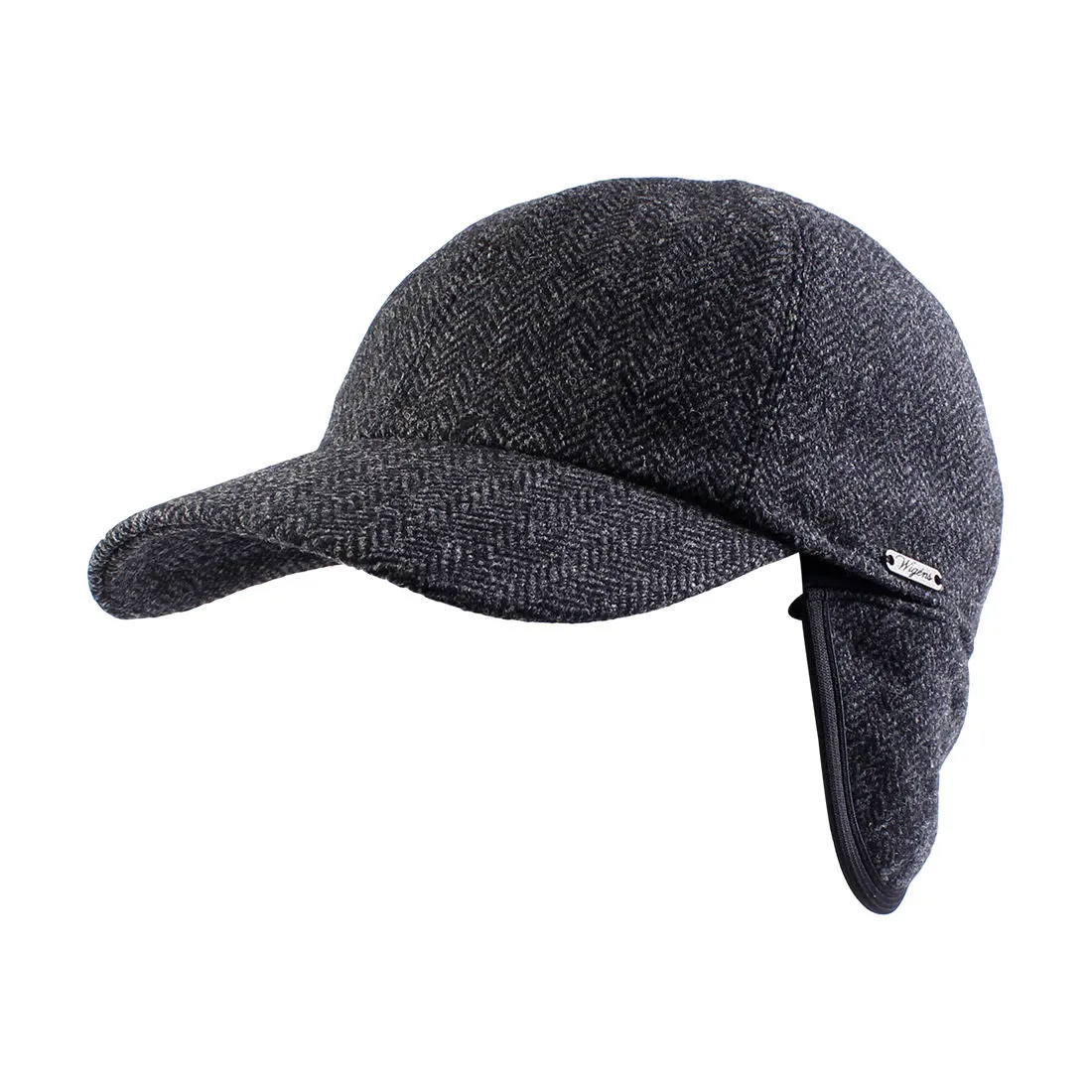 Herringbone Shetland Wool Baseball Cap with Earflaps (Choice of Colors) by Wigens