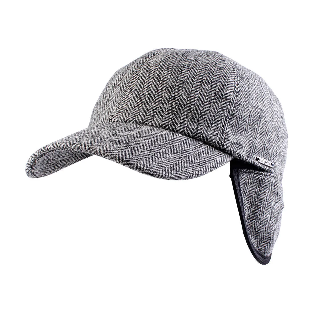 Herringbone Shetland Wool Baseball Cap with Earflaps (Choice of Colors) by Wigens