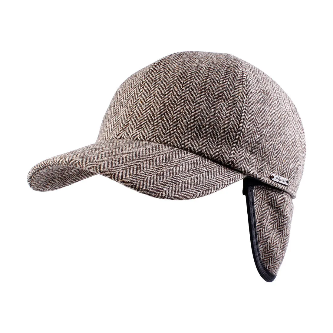 Herringbone Shetland Wool Baseball Cap with Earflaps (Choice of Colors) by Wigens