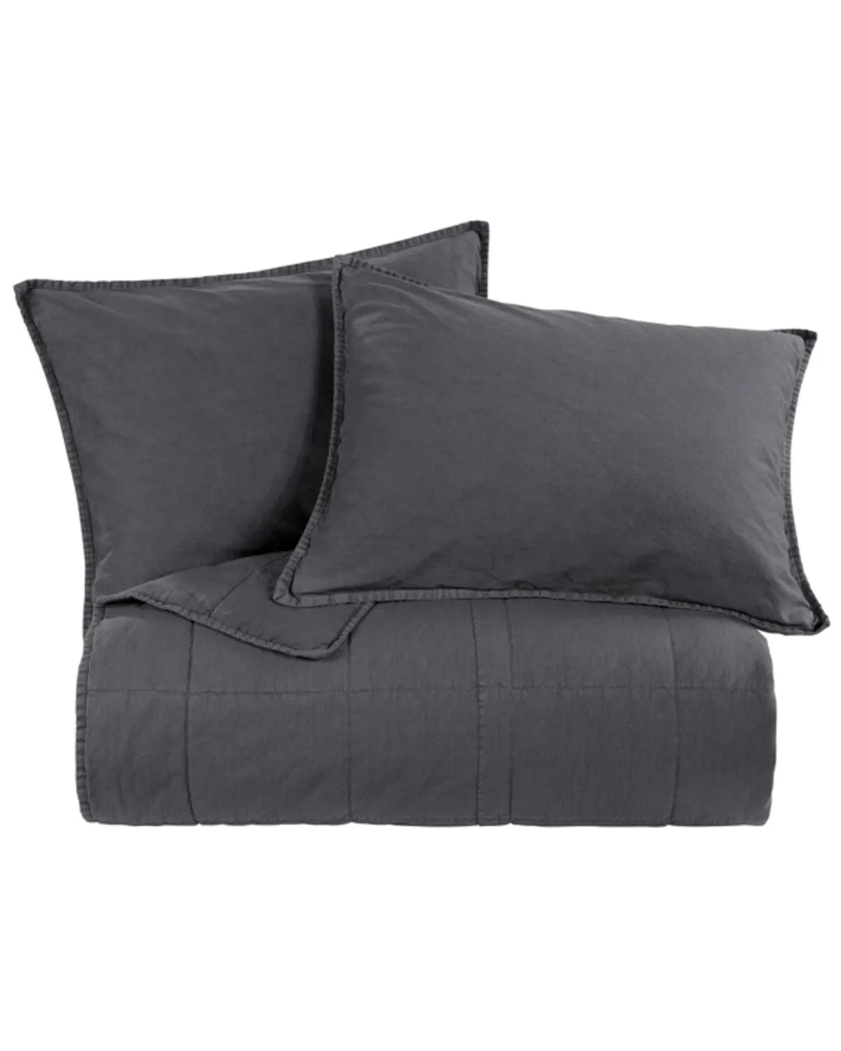 HiEnd Accents Charcoal Stonewashed Cotton Canvas King Coverlet Set