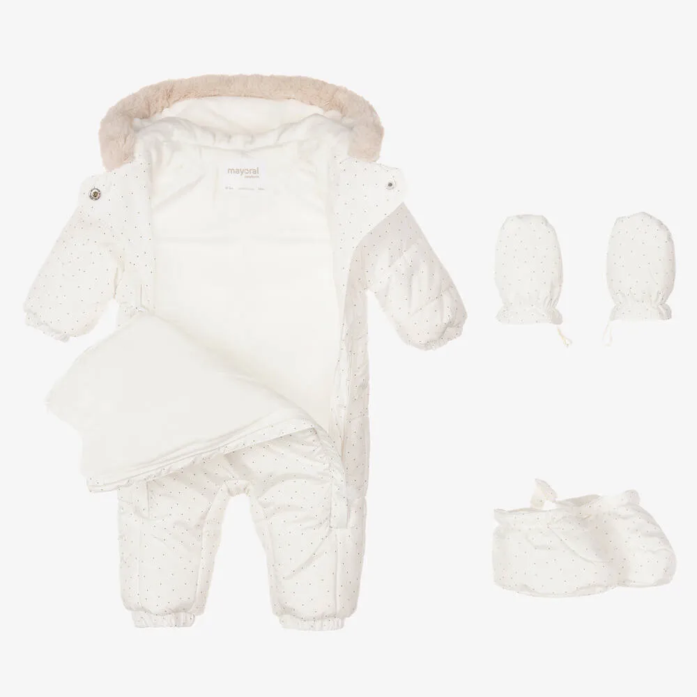 Ivory Padded Baby Snowsuit