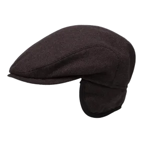 Ivy Slim Wool Blend Cap with Earflaps in Bordeaux Herringbone (Size 61) by Wigens