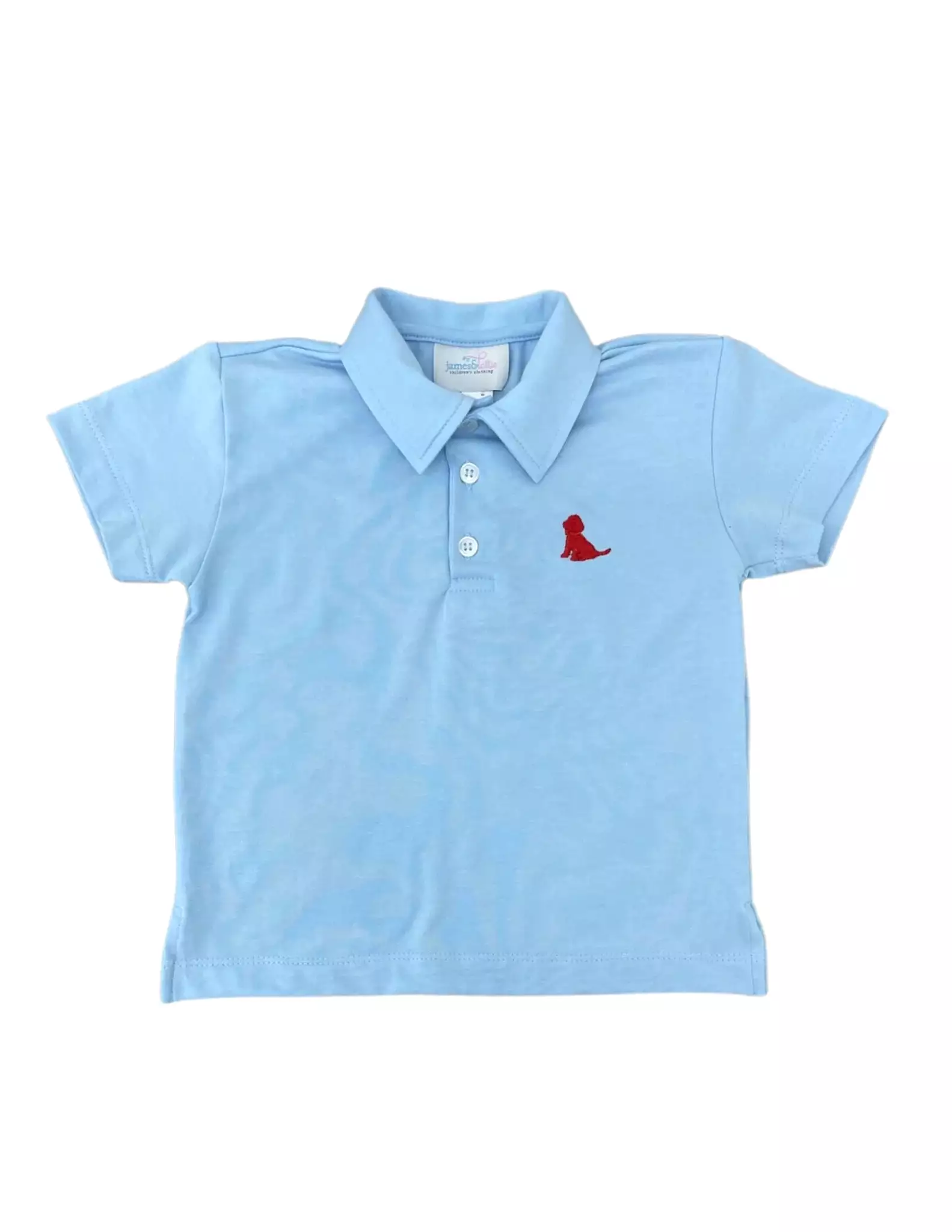 James & Lottie - Our Country Light Blue Polo with Red Puppy