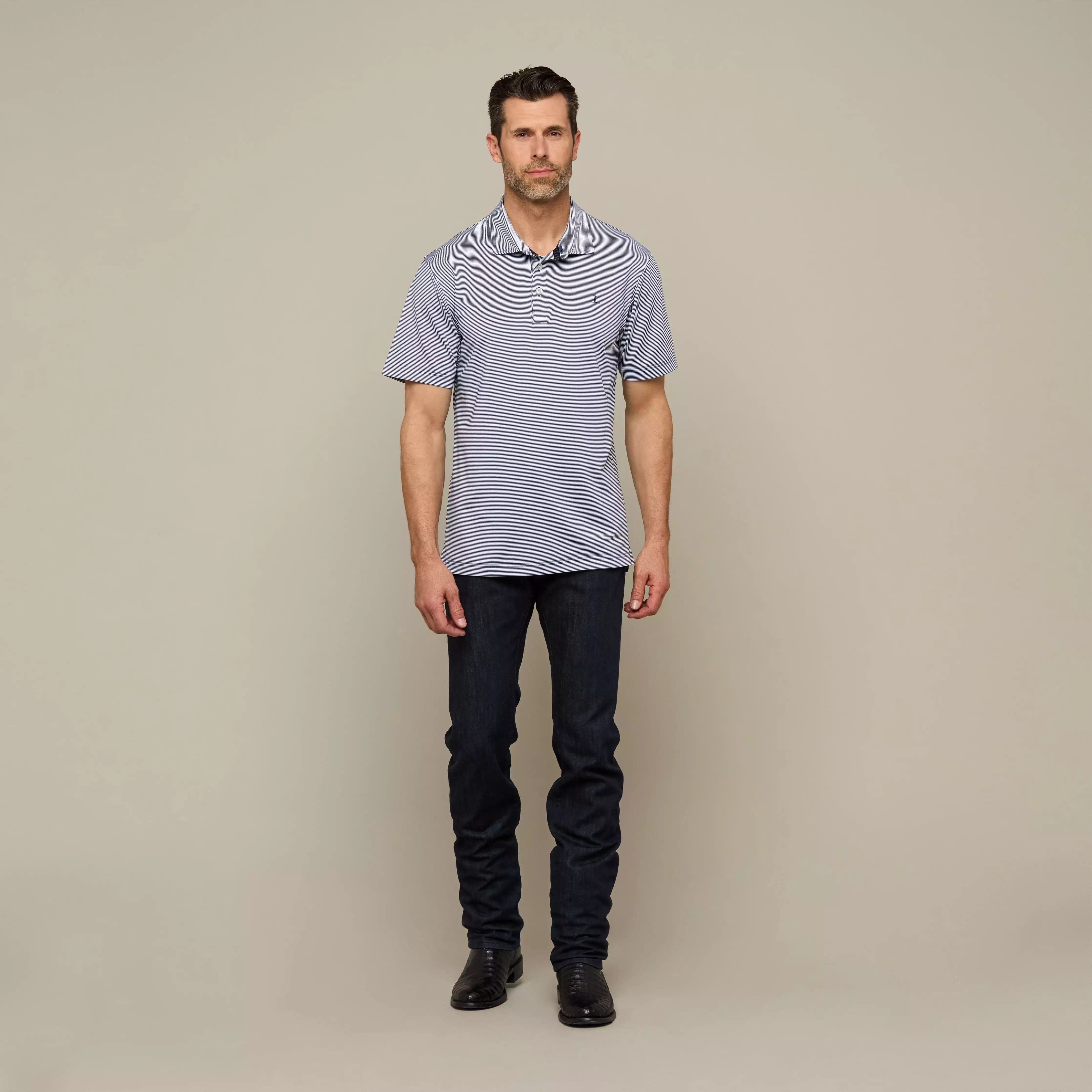 Lucchese Golf Polo :: Navy/White