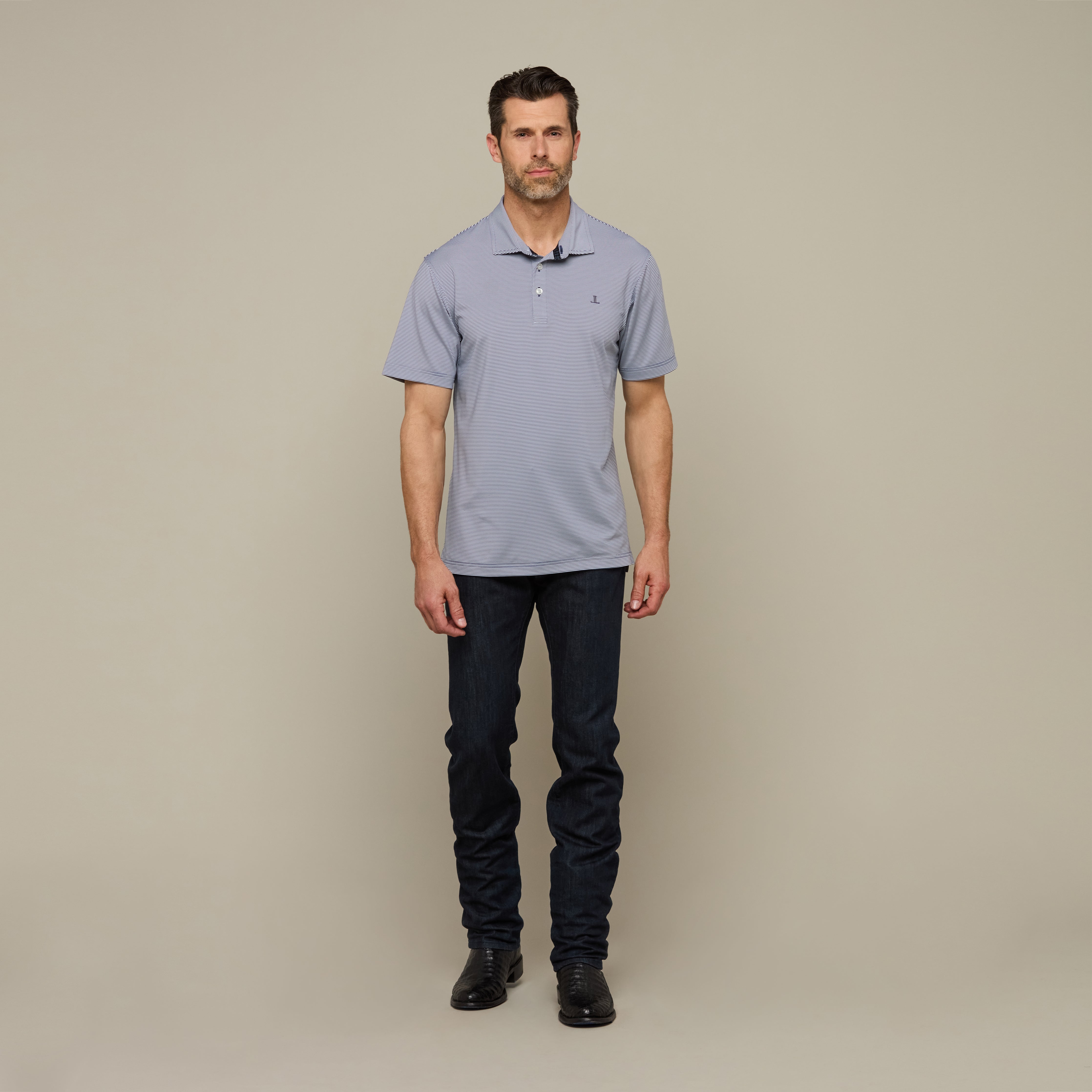 Lucchese Golf Polo :: Navy/White