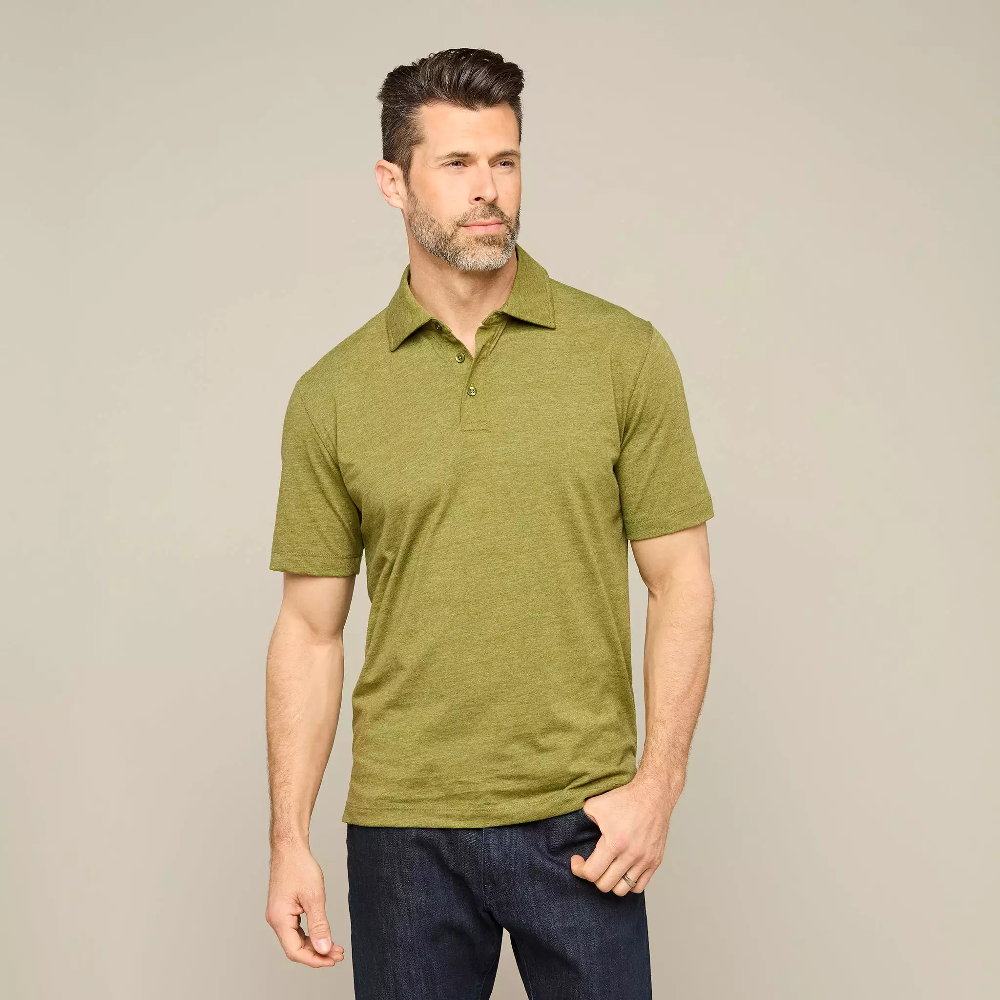 Lucchese Pima Blend Polo :: Olive