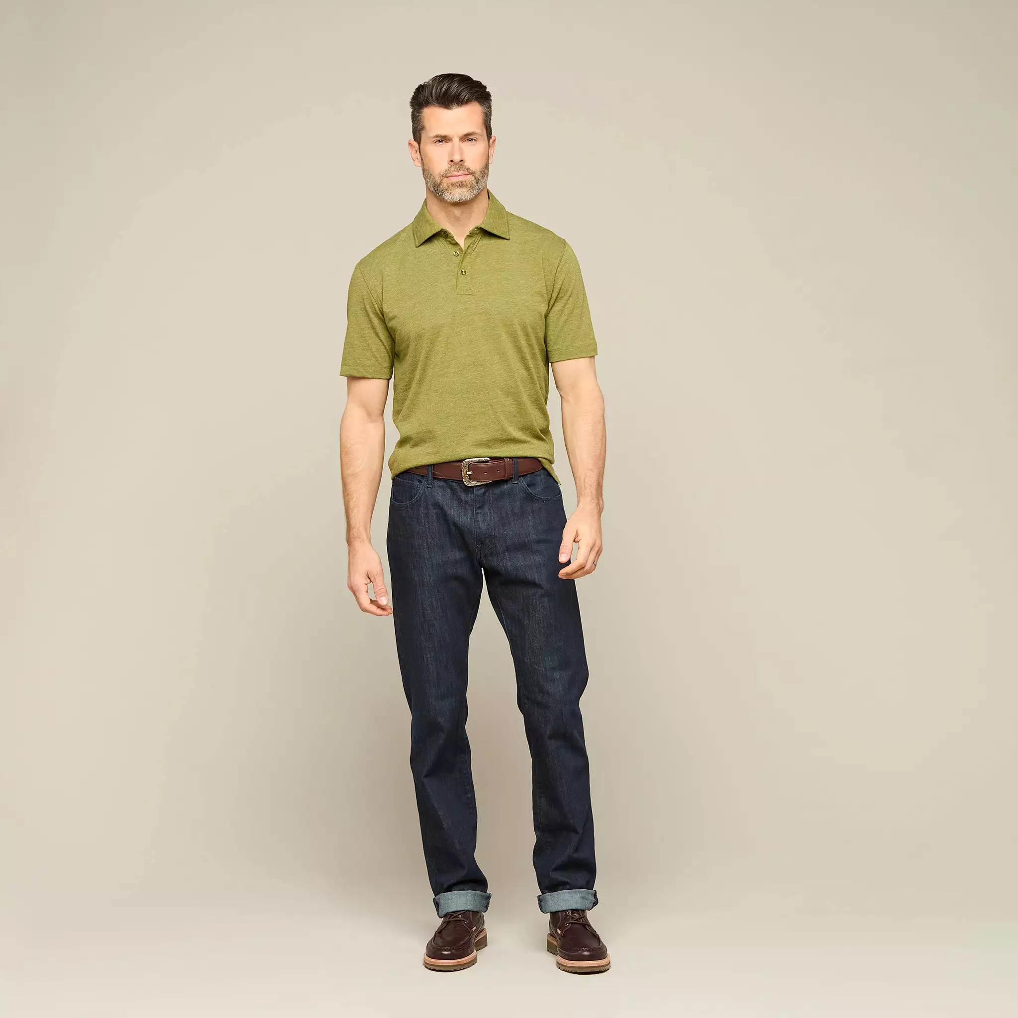 Lucchese Pima Blend Polo :: Olive