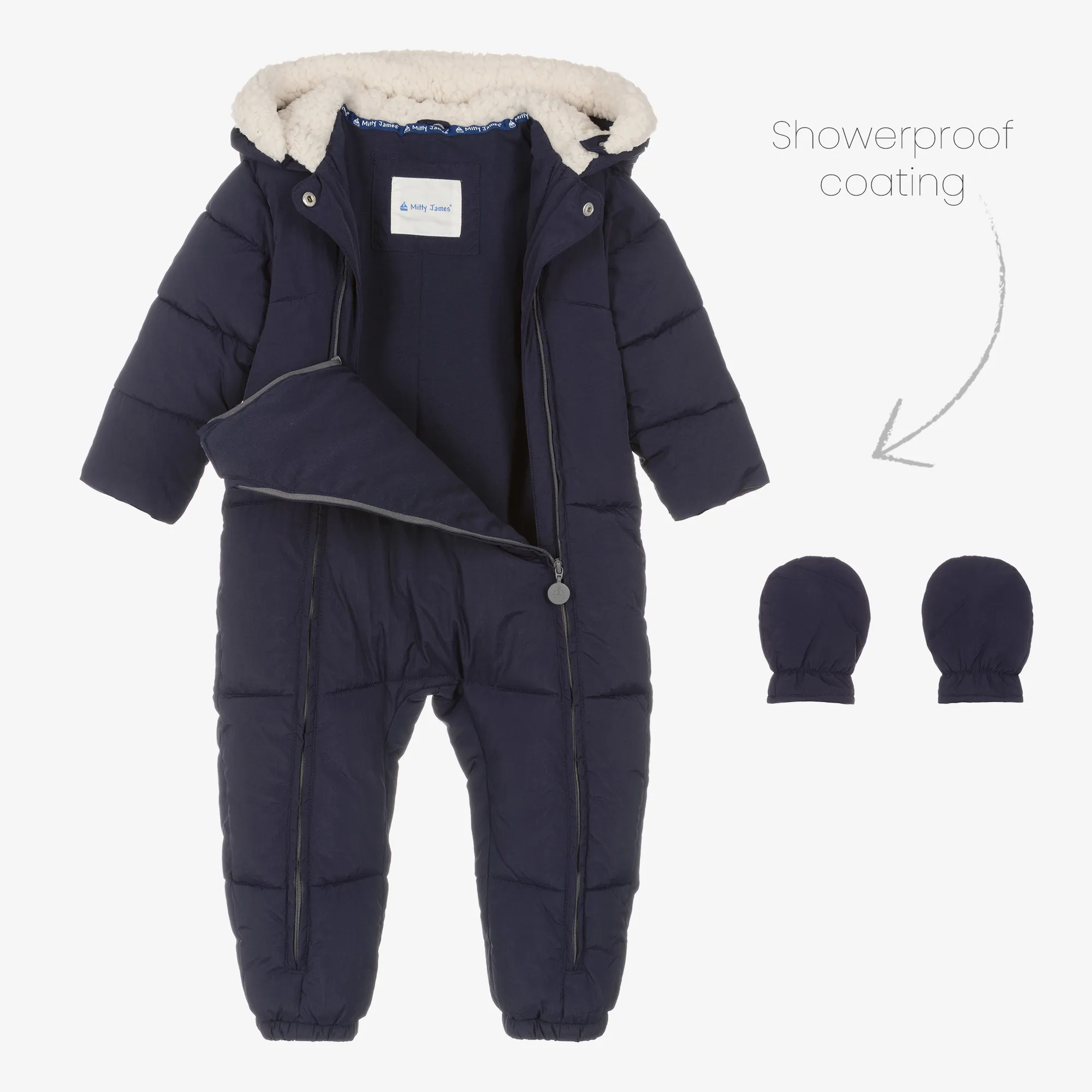 Navy Blue Puffer Baby Snowsuit