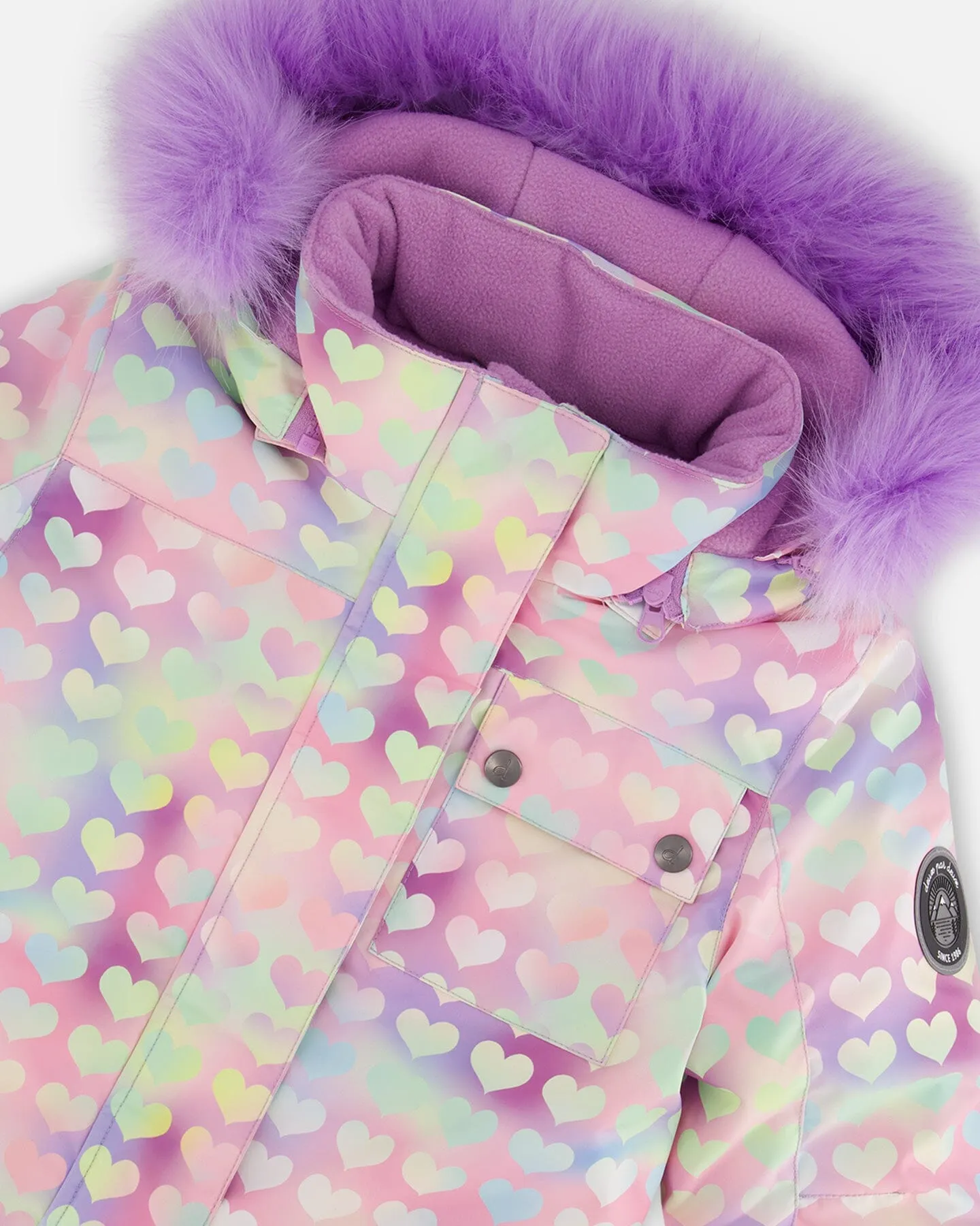 One Piece Snowsuit Lilac Printed Hearts