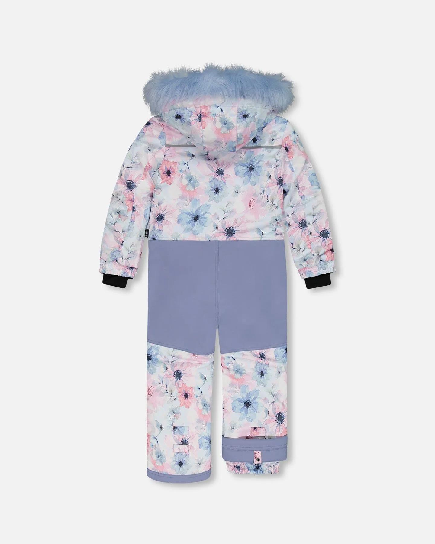 One Piece Snowsuit Printed Watercolor Blue Flowers