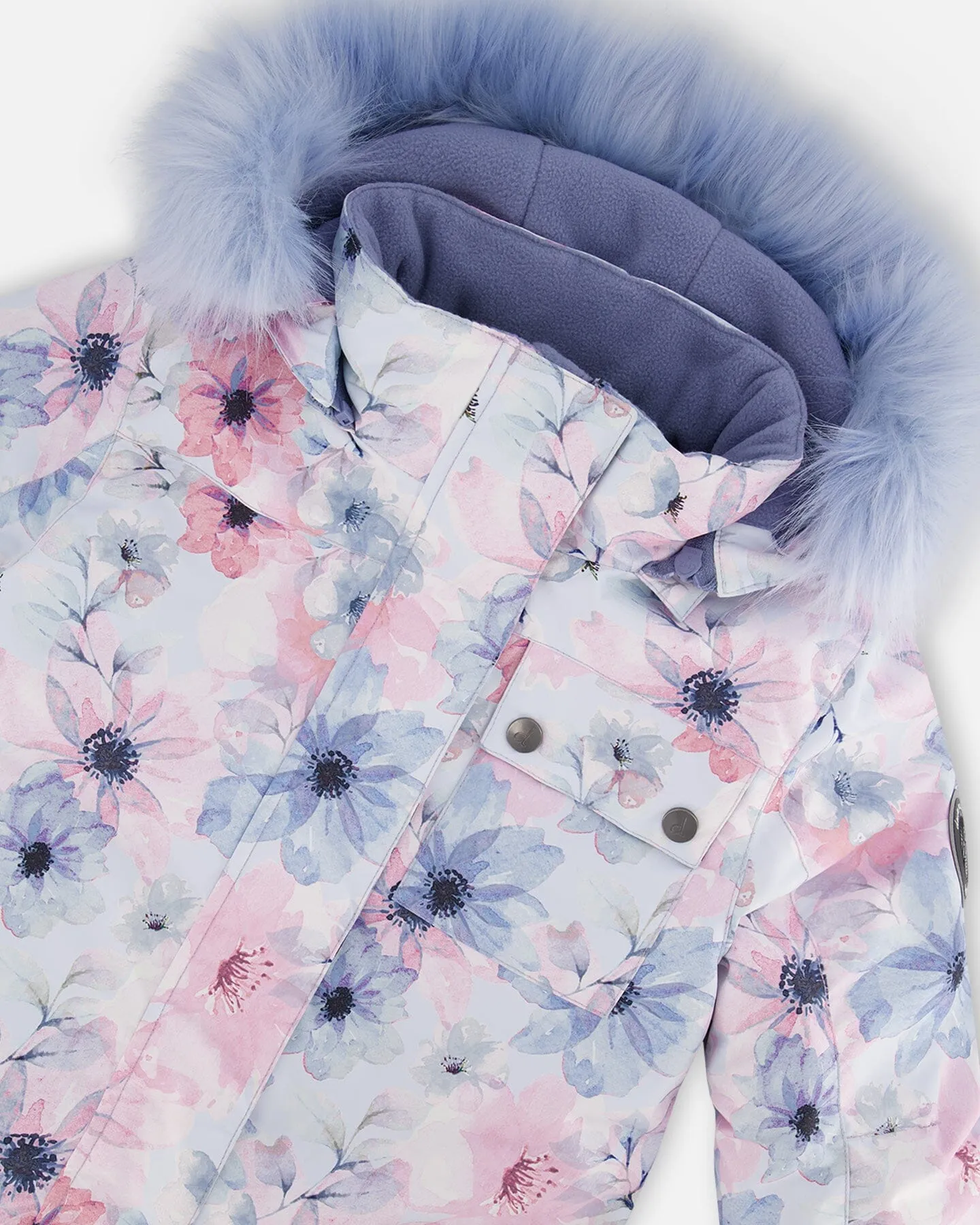 One Piece Snowsuit Printed Watercolor Blue Flowers