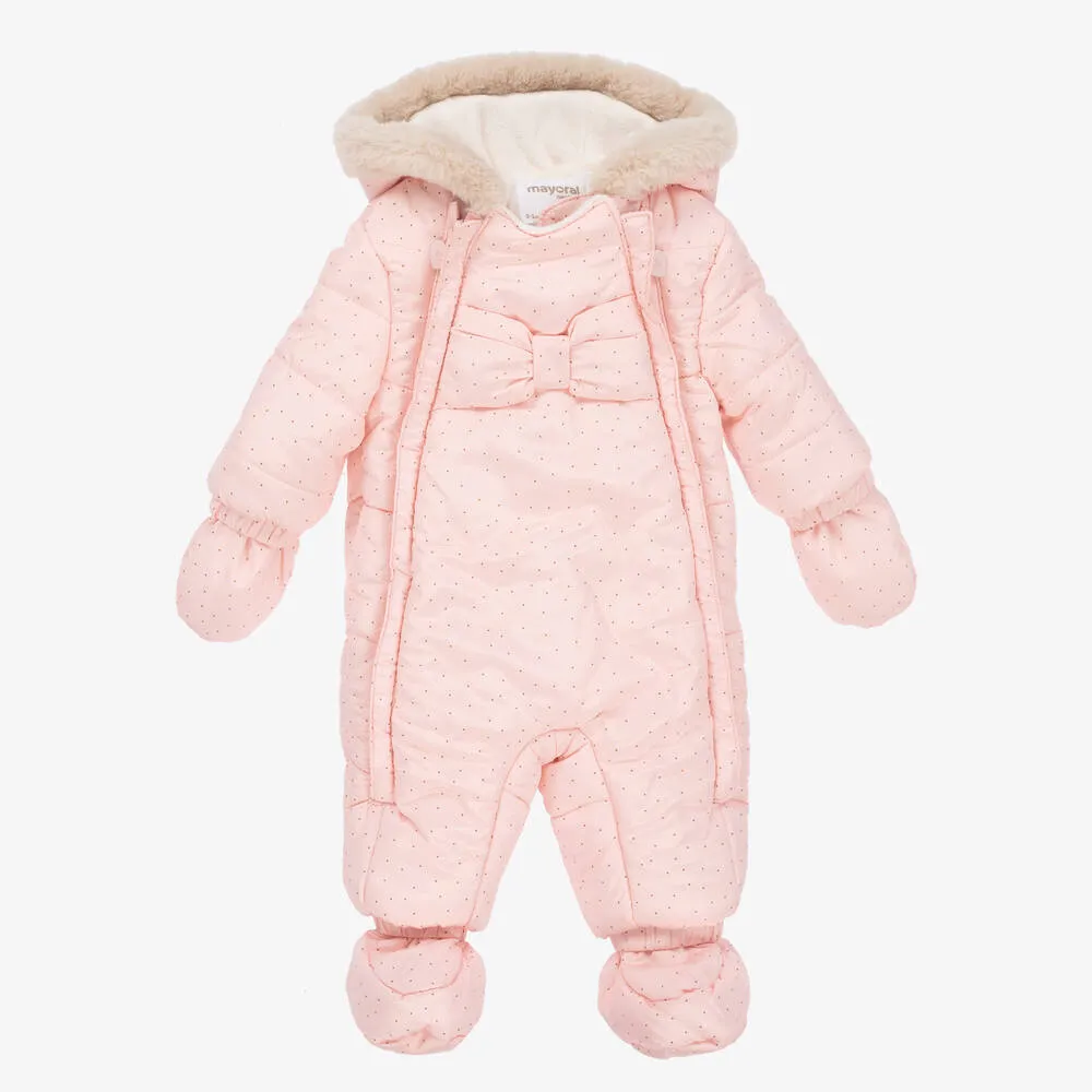 Pink Padded Baby Snowsuit