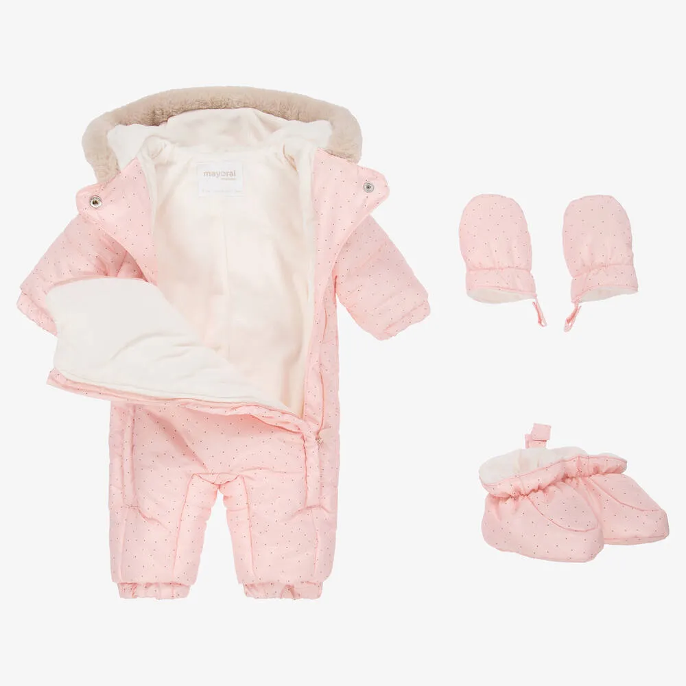 Pink Padded Baby Snowsuit