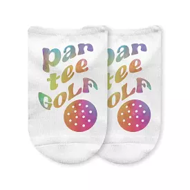 Rainbow Par Tee Cotton No Show Golf Socks